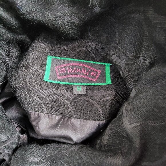Kenki Womens Black Jacquard Coat Jacket Size Medium Asian-Inspired Frog Button - Picture 3 of 6